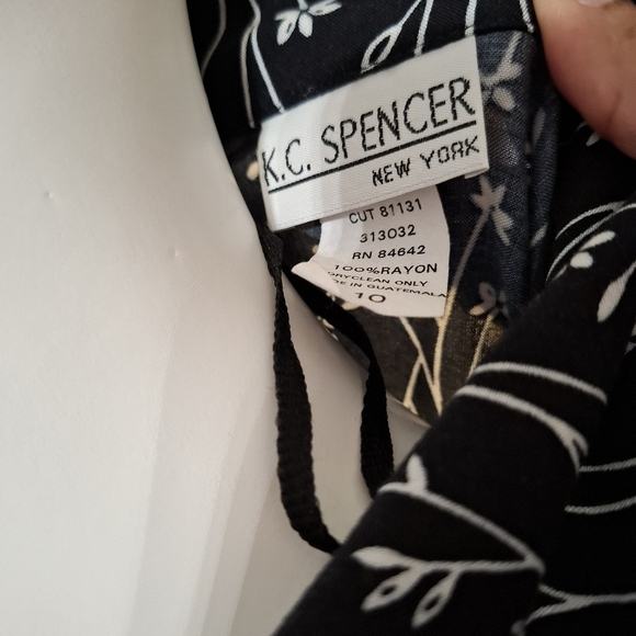 Vintage K.C. Spencer New York Floral Black Wrap Maxi Dress Size 10 NWT - Picture 6 of 11